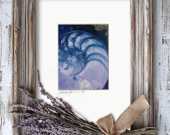 Original akvarellmålning av snäckskal i passepartout 8x10, havsliv, snäckskal - Nautilusskal 255