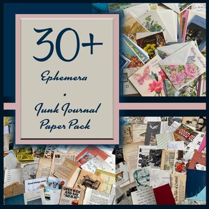 Oltre 30 biglietti d'auguri vintage inutilizzati e carte vintage, effimere, diari spazzatura, foraggio, collage artigianali