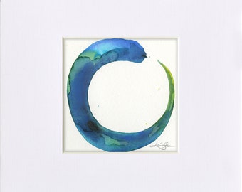 Enso painting, Zen Circle abstract Original watercolor art ooak painting Enso Abstract 7 by Kathy Morton Stanion EBSQ