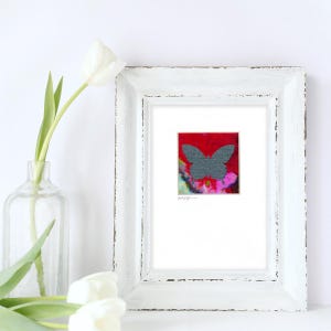 Original Butterfly Collage Art in Mat, Frame Ready - Butterfly Collage 21