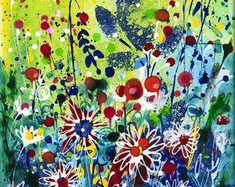 Flower Painting, Original Floral on canvas, Kathy Morton Stanion EBSQ - Meadow Of Happiness 2