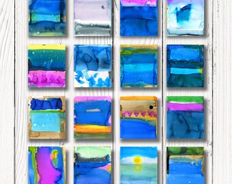 水彩抽象画、小さな抽象画、オリジナル抽象画、オリジナル絵画