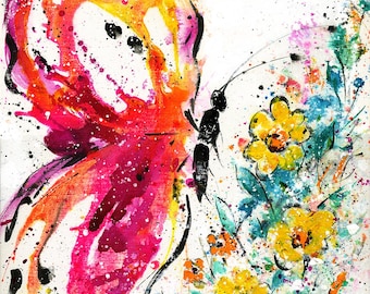 Original Butterfly Painting on Stretched Canvas, Butterflies, Art - Dancing With The Butterflies 1