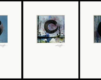 Collection of 3 Original Enso, zen circle Paintings - Enso Of Zen Collection 2