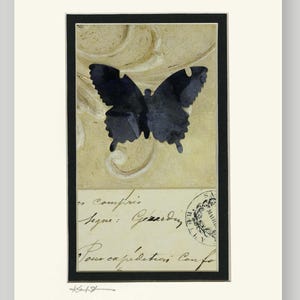 Original Butterfly Collage Art in Mat, Frame Ready - Butterfly Collage 18