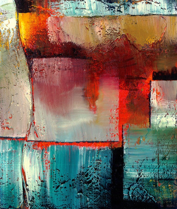 Items similar to Abstract Oil Painting, Red, Blue, Art, "Moments In