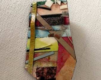 Original Handmade Mixed Media Artsy Brooch Pin