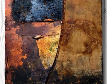 Artisan Rusty Wabi-Sabi Wall Art, Mixed Media Painting - Beautiful Transitions 3