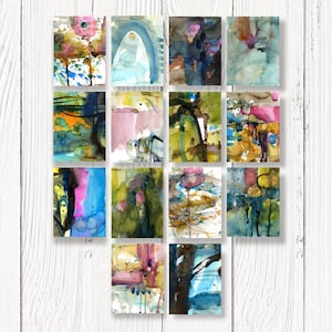 Original Abstract Watercolor Art, Abstract Painting, Affordable art - Watercolor Jewels Group 4