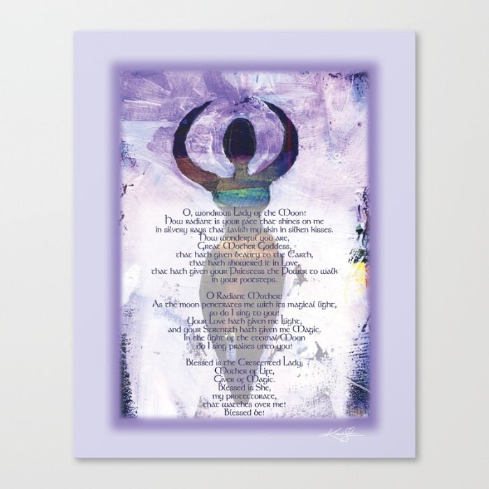 Moon Goddess Prayer Canvas Art Print . from Original Wicca Etsy