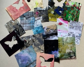 Junk Journal Pack - 15+ Bundle - Hand painted Pieces, Great for use in scrapbooking, collage, mixed media