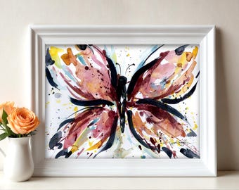 Abstract Butterfly Watercolor painting, Abstract Art, Affordable Art, Gift Giving - Butterfly Magic 23