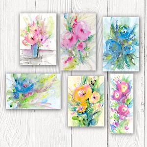 Original Watercolor Floral Art, Flower Painting, Affordable art - Beautiful Floral Group 5