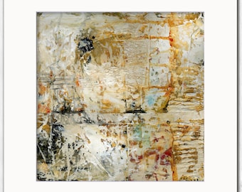 Original Mixed Media  Collage Abstract, Painting, 16x16" Matted - Connective Dance  14