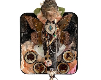 Originele popmontage mixed mediakunst, wandsculptuurkunst, geüpcycled, gerecycled, - Shailyn