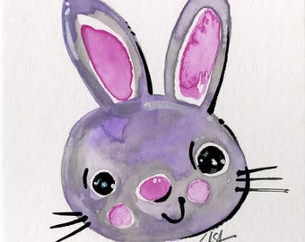Origineel konijntje, konijnillustratie, aquarelverf - Bunny
