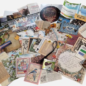 Enorme pacco di carta effimera vintage - oltre 75 diari spazzatura, foraggio, collage, artigianato, arte