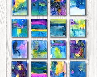 水彩抽象画、小さな抽象画、オリジナル抽象画、オリジナル絵画