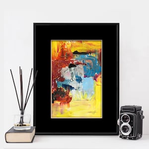 Abstract Painting in mat, Colorful art, Frame Ready, Affordable Original art - Color Treasure 5
