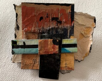 Original Handmade Mixed Media Artsy Brooch Pin