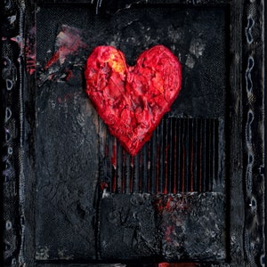 Original Mixed Media Heart Assemblage, Wall Sculpture Art  - Untamed Heart 2