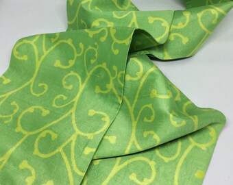 Green Scroll Silk Scarf