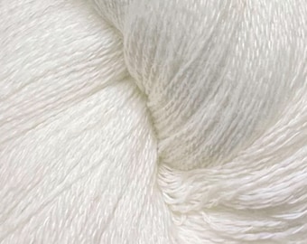 Hand-Spun Fingering-weight, White Acrylic Yarn, 8.5 Ounce Pull-Skein