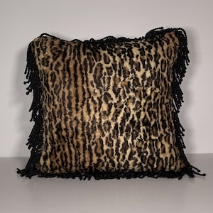 Leopard-print Silk Velvet Pillow, 16"x16", Includes Pillow Form