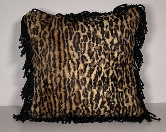 Leopard-print Silk Velvet Pillow, 16"x16", Includes Pillow Form