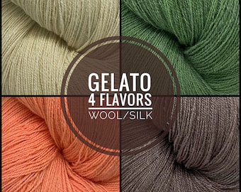 Gelato, 4 Flavors, 90/10 Wool/Silk, Hand-dyed, Hand-spun, Fingering-weight Yarn, 2 Ounce Skein
