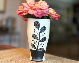 Family Roots in Clay: Hand-Thrown Vase with Personalized Plant Carving