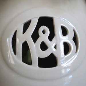 Custom Monogram Ceramic Vase with Initials & Ampersand Couple's gifts, housewarming or wedding gift handmade from stoneware clay image 3