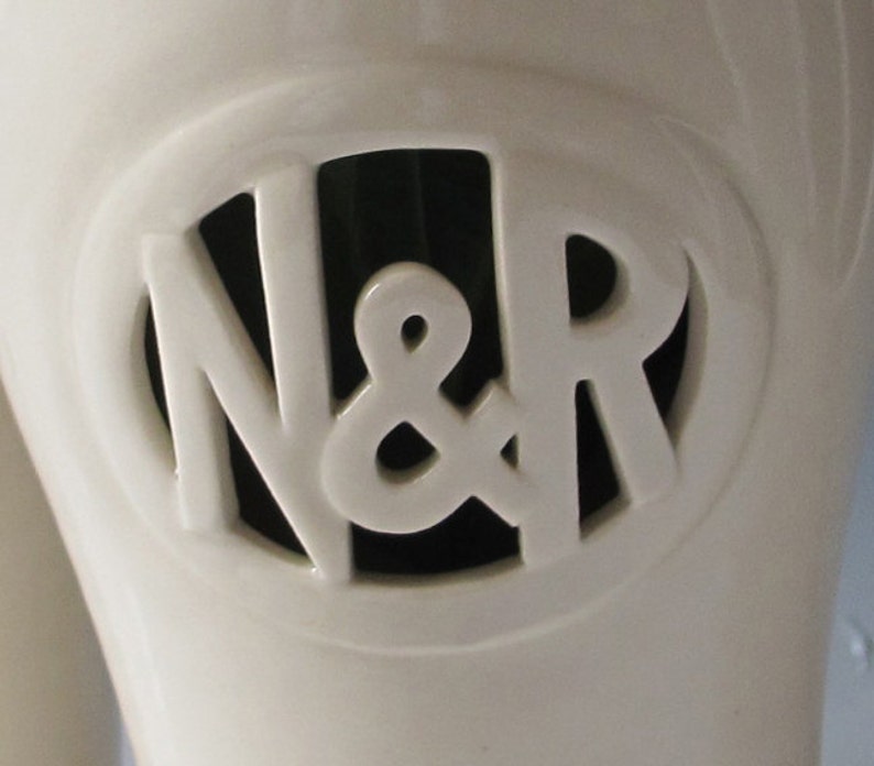 Monogram Vase w/ Initials & Ampersand Personalized hand thrown / carved ceramic Heirloom Wedding Vase / Housewarming Gift Handmade image 2