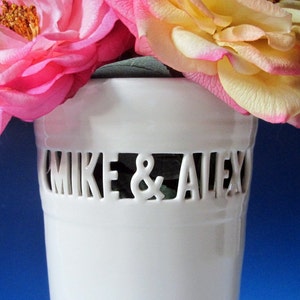 Custom Wedding Gift Heirloom Vase with Names & Wedding Date / Anniversary Handmade Personalized Ceramic Vase custom made image 2