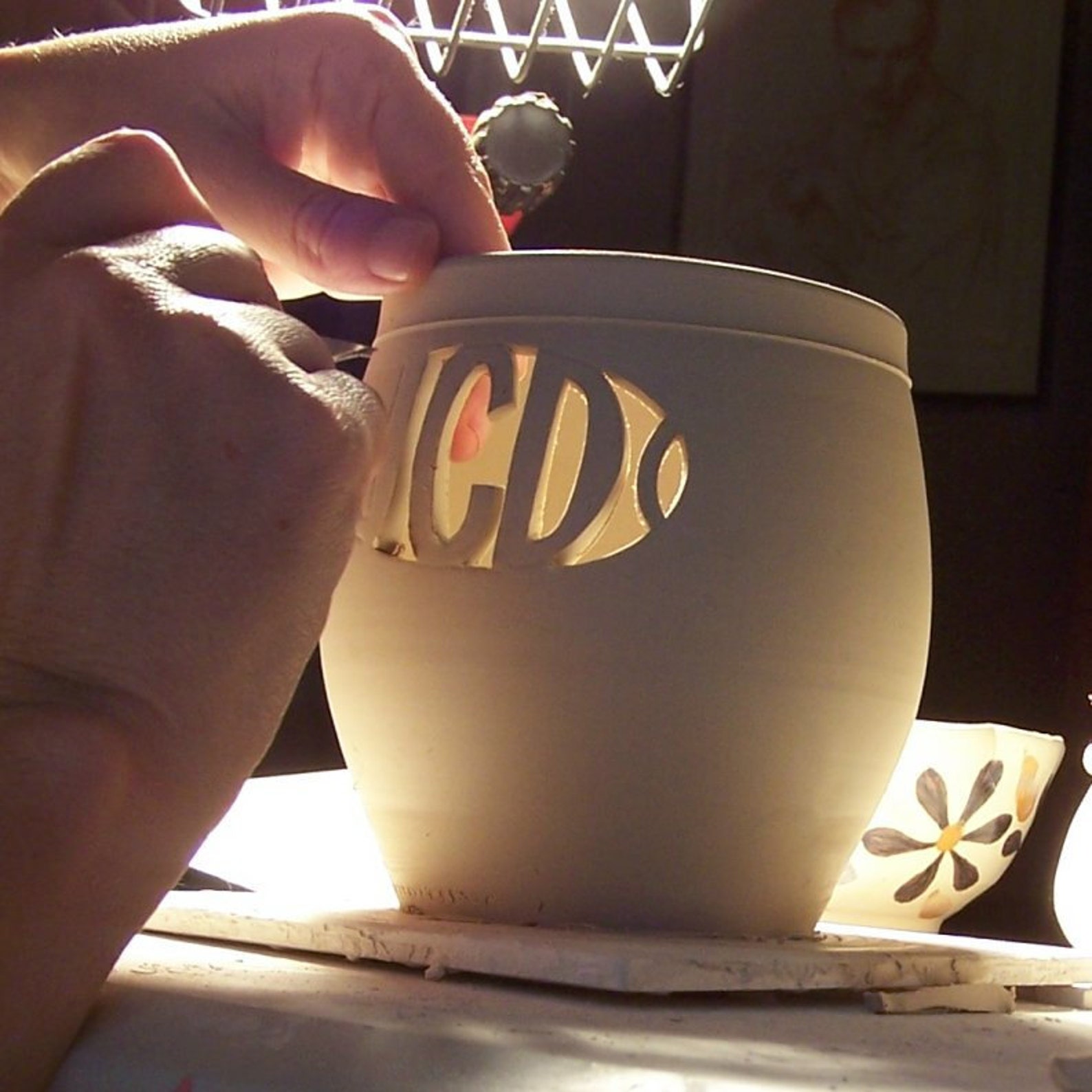 Small Monogram Ceramic Vase with Initials / Ampersand Etsy