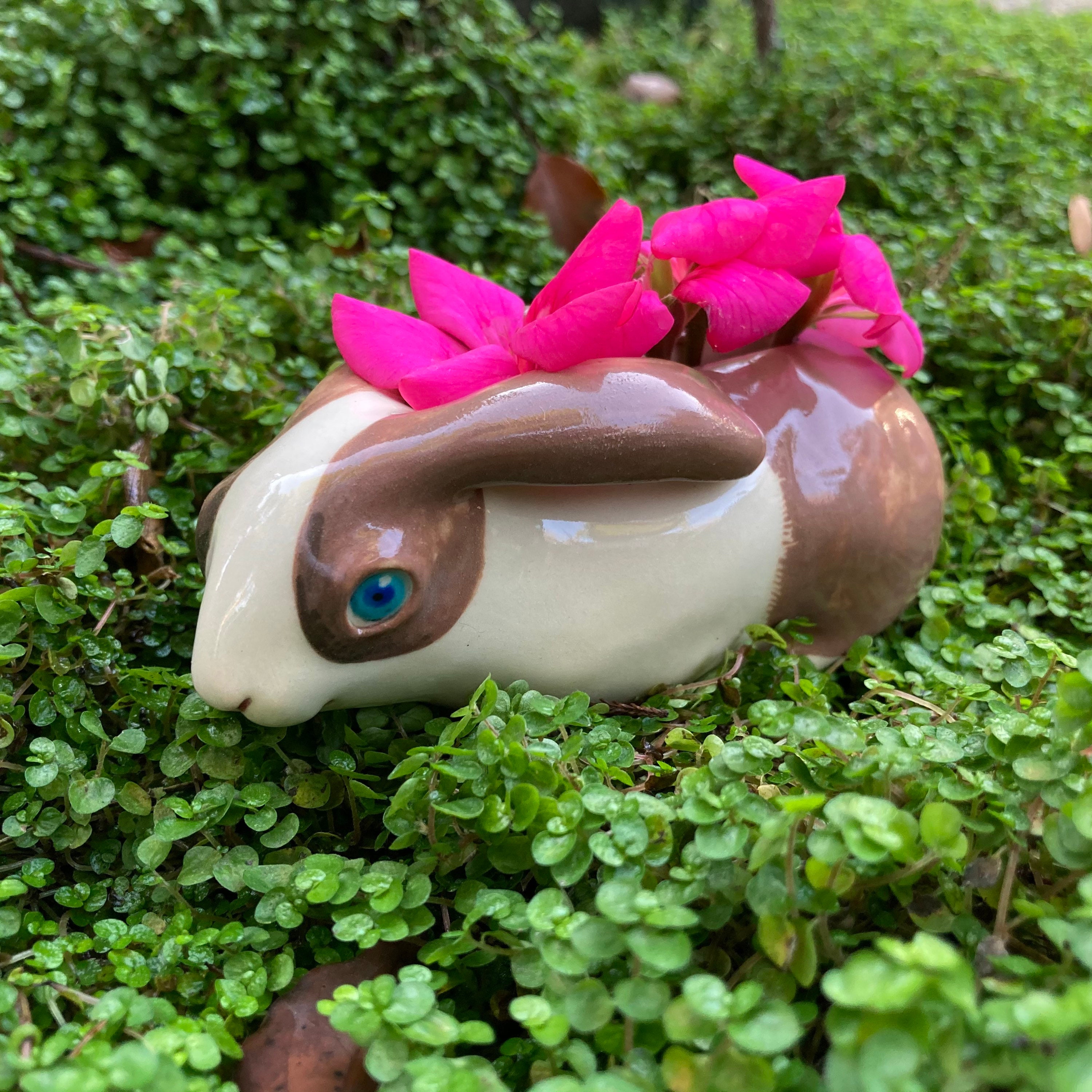 Sweet brown and white rabbit vase hand sculpted ceramic vase Etsy