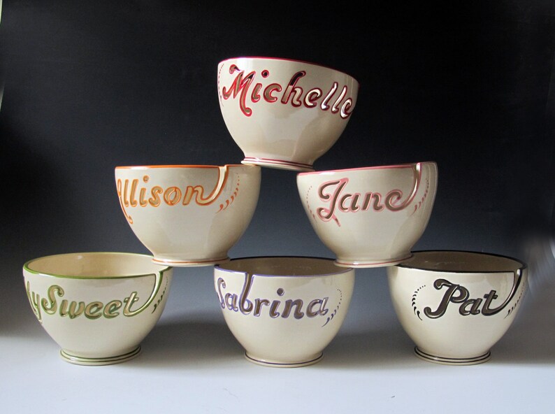 Name Yarn Bowl Custom Personalized Ceramic Yarn Bowl With Etsy