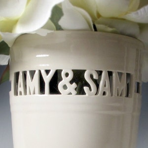 Custom Wedding Gift Heirloom Vase with Names & Wedding Date / Anniversary Handmade Personalized Ceramic Vase custom made image 4