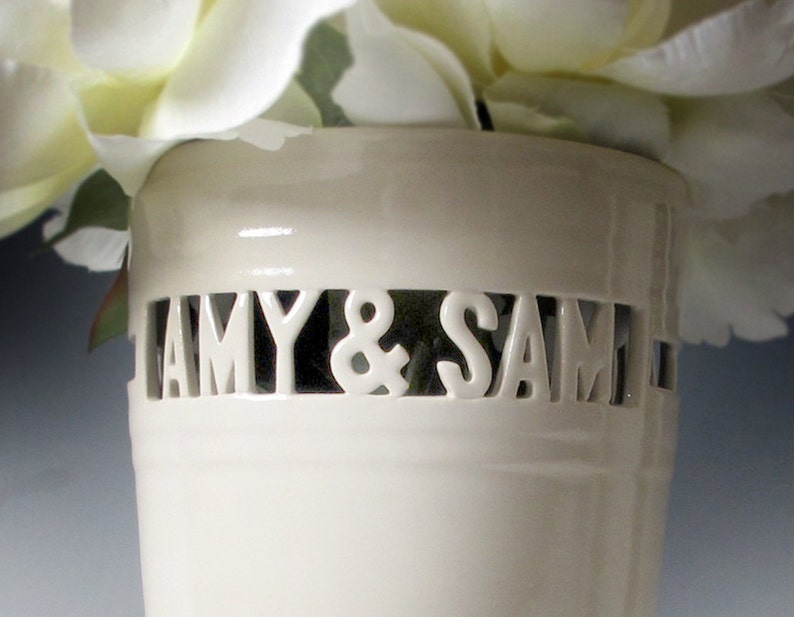 Custom Wedding Gift Heirloom Vase with Names & Wedding Date / Anniversary Handmade Personalized Ceramic Vase custom made image 4