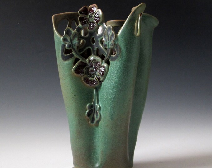 Art Nouveau Style Vase With Lacy Cutwork. Hand Thrown Etsy
