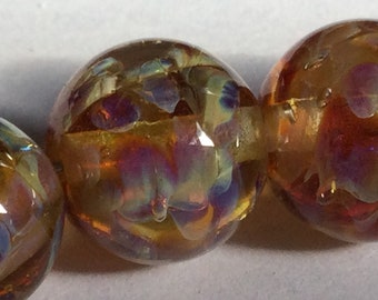 ClearPearl Dust Handmade Glass Lampwork Beads 11mm round focal filler functional art