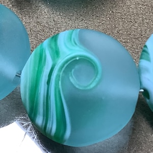 Wave Handmade Glass Lampwork Beads, straight sided lentil, focal, filler ,25mm