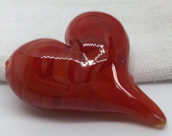 Mystic Red Hearts Handmade Glass Lampwork Bead set, 25mm heart