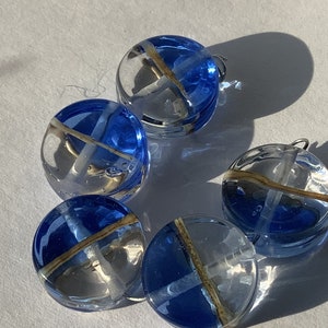 Blue/clear Handmade Glass Lampwork Bead set, 15mm, lozenge zdjęcie 2