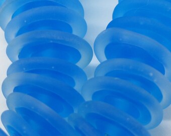 Blue Ombre Lampwork Glass Beads, Organic, 18mm, disk