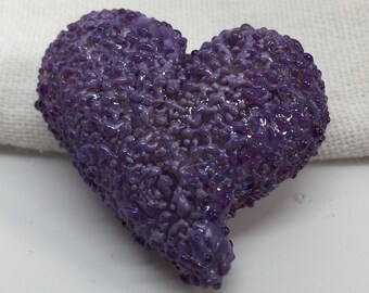 Purple Hearts Handmade Glass Lampwork Bead set, 25mm heart