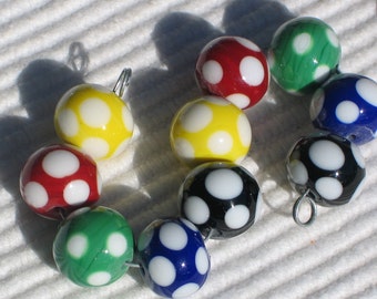 Polka dots Handmade Glass Lampwork Bead set,  11mm, round