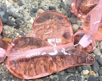 Pink Hearts Handmade Glass Lampwork Bead set, 25mm heart