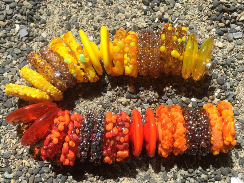Lampwork Beads Glass Beads Rustic Beads Handmade Beads For Jewelry Supplies Organic Beads Jewelry Sets Unique Beads Yellow to orange