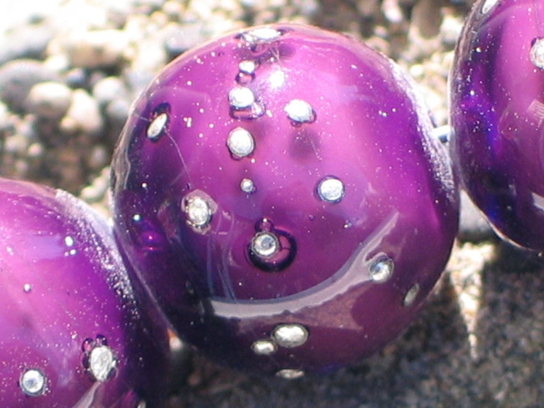 Dark Purple/pure Silver Handmade Glass Lampwork Beads Focal Etsy